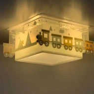 Παιδικό φωτιστικό οροφής πλαφονιέρα The Night Train με ντουί Ε27x2 ιδανικό για γενικό φωτισμό & ανεξίτηλη εκτύπωση σε διάφανο υλικό διπλού τοιχώματος