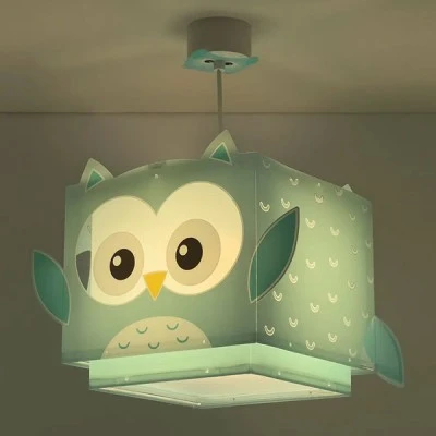 Παιδικό κρεμαστό φωτιστικό οροφής Little Owl διπλού τοιχώματος με ντουί Ε27x1 & φωσφορίζοντα μαγικά μέρη στο σκοτάδι