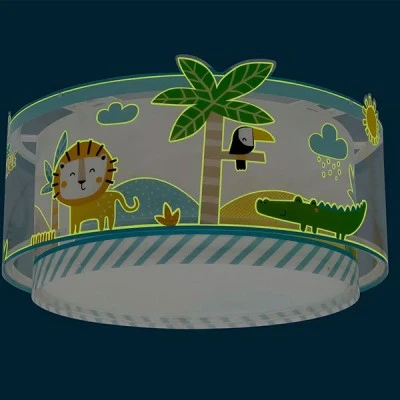 Παιδικό φωτιστικό οροφής πλαφονιέρα My Little Jungle με ντουί E27x2 με φωσφορίζοντα στο σκοτάδι εξωτερικά μέρη & κιτ ανάρτησης τύπου click Παιδικό φωτιστικό οροφής πλαφονιέρα My Little Jungle με ντουί E27x2 με φωσφορίζοντα στο σκοτάδι εξωτερικά μέρη & κιτ ανάρτησης τύπου click