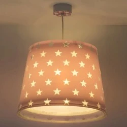 Παιδικό φωτιστικό Stars Lilac οροφής  με ντουί E27x1 με φωσφορίζοντα στο σκοτάδι εξωτερικά μέρη ιδανικό για γενικό φωτισμό