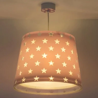 Παιδικό φωτιστικό Stars Lilac οροφής  με ντουί E27x1 με φωσφορίζοντα στο σκοτάδι εξωτερικά μέρη ιδανικό για γενικό φωτισμό