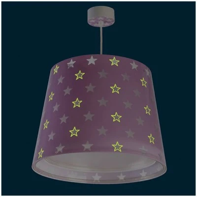 Παιδικό φωτιστικό Stars Lilac οροφής  με ντουί E27x1 με φωσφορίζοντα στο σκοτάδι εξωτερικά μέρη ιδανικό για γενικό φωτισμό