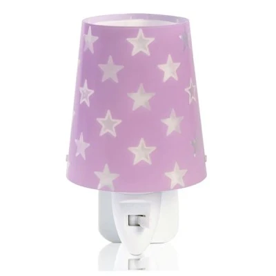 Παιδικό φωτιστικό νυκτός Stars Lilac πρίζας με ντουί Ε14x1 ιδανικό για ύπνο & ανεξίτηλη εκτύπωση χρωμάτων στα τοιχώματα 