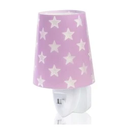 Παιδικό φωτιστικό νυκτός Stars Lilac πρίζας με ντουί Ε14x1 ιδανικό για ύπνο & ανεξίτηλη εκτύπωση χρωμάτων στα τοιχώματα 