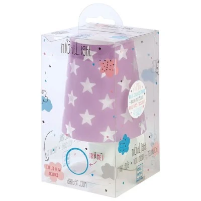 Παιδικό φωτιστικό νυκτός Stars Lilac πρίζας με ντουί Ε14x1 ιδανικό για ύπνο & ανεξίτηλη εκτύπωση χρωμάτων στα τοιχώματα 