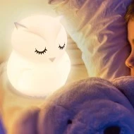 Παιδικό φωτιστικό νυκτός φορητό Owl mini light LED με δυνατότητα εναλλαγής του φωτός αυτονομία έως 30 ώρες και χρονοδιακόπτη