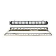 Patch Panel κενό CAT5e/CAT6 UTP με 24 θύρες 19" 1U και διαχειριστή καλωδίων