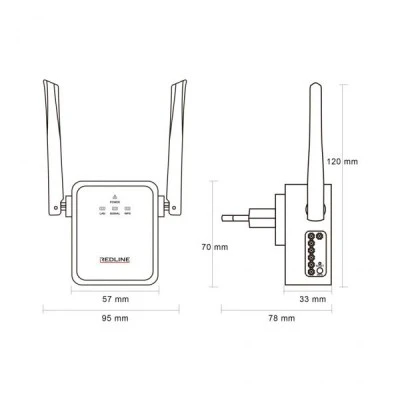 Ασύρματη επέκταση WiFi Extender REDLINE TS720W 300Mbps με κεραία πολλαπλής κατεύθυνσης