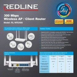 ROUTER REDLINE 4ANTENNAS 300M WR-3400 με λειτουργία δρομολογητή, AP, Client, Repeater & WISP