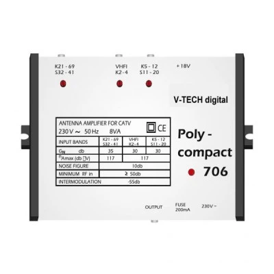 Eνισχυτής κεντρικός V-TECH PC706 Digital με ξεχωριστές εισόδους & ειδικές θωρακίσεις για εξάλειψη παρασίτων