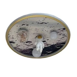 Παιδικό φωτιστικό 93W LED MOON με σώμα άσπρο + χρυσό και 3 επιλογές φωτισμού 3000K,4000K,6000K