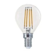 Διακοσμητική λάμπα led filament σφαιρική διάφανη E14 4W 230V 4000k ενδιάμεσο λευκό φως 490lm