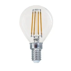 Διακοσμητική λάμπα led filament σφαιρική διάφανη E14 4W 230V 4000k ενδιάμεσο λευκό φως 490lm