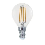 Λάμπα led filament σφαιρική Ε14 4W 230V 2700k θερμό λευκό φως 570lm 30000h με δυνατότητα ρύθμισης της έντασης φωτός & διάφανο κάλυμμα