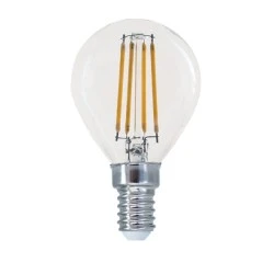 Λάμπα led filament σφαιρική Ε14 4W 230V 2700k θερμό λευκό φως 570lm 30000h με δυνατότητα ρύθμισης της έντασης φωτός & διάφανο κάλυμμα