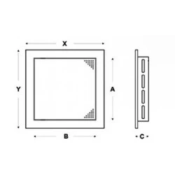 Πλαστική πόρτα / θυρίδα εξαερισμού 150x150 σε γραφίτη 