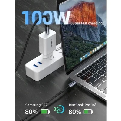 Καλώδιο CABLETIME USB-C CT-C160 USB 3.1 100W μεταφορά δεδομένων 20Gbps 4K με μήκος 1.5m μαύρο