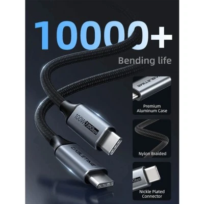 Καλώδιο CABLETIME USB-C CT-C160 USB 3.1 100W μεταφορά δεδομένων 20Gbps 4K με μήκος 1.5m μαύρο