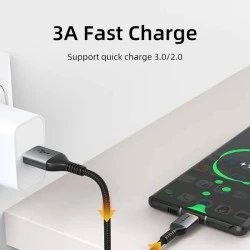 Καλώδιο USB σε USB-C CABLETIME  3A μεταφορά δεδομένων έως 480Mbs μήκος 2m σε μαύρο χρώμα