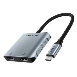 Docking station CABLETIME CT-CM2H4K-AG με 4 θύρες USB-C με ανάλυση οθόνης 4K 100W σε γκρι χρώμα 