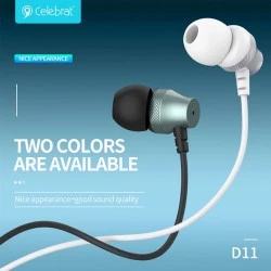 Ακουστικά ενσύρματα CELEBRAT earphones με μικρόφωνο D11 3.5mm με μήκος καλωδίου 1.2m σε μαύρο χρώμα