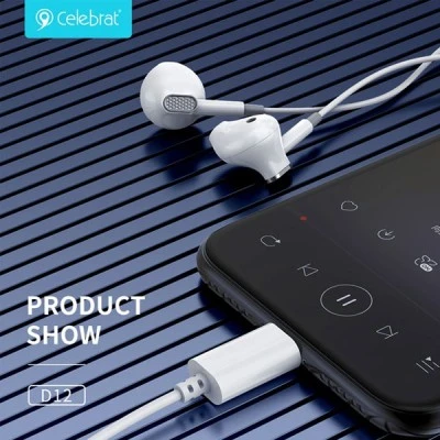Ακουστικά ενσύρματα CELEBRAT earphones με μικρόφωνο D12 USB-C με μήκος καλωδίου 1.2m σε λευκό χρώμα 
