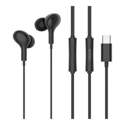 Ενσύρματα ακουστικά CELEBRAT earphones με μικρόφωνο D13 USB-C μήκος καλωδίου 1.2m σε μαύρο χρώμα