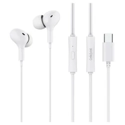 Ακουστικά ενσύρματα CELEBRAT earphones με μικρόφωνο D13 USB-C με μήκος καλωδίου 1.2m σε λευκό χρώμα
