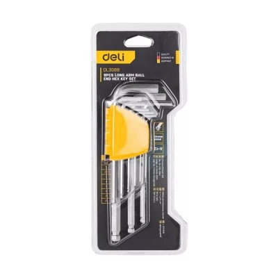 Σετ κλειδιά Allen DELI DL3088 με μακρύ βραχίονα 1.5-10mm από Cr-V  9 τεμάχια