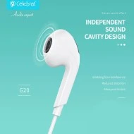 Ακουστικά ενσύρματα CELEBRAT earphones με μικρόφωνο G20 3.5mm με μήκος καλωδίου 1.2m σε λευκό χρώμα