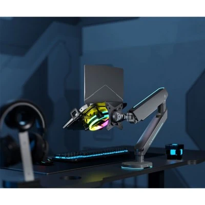 Βάση & ψύξη laptop BRATECK NBH-8GL για βάση VESA με RGB φωτισμό για οθόνη έως 17" σε μαύρο χρώμα