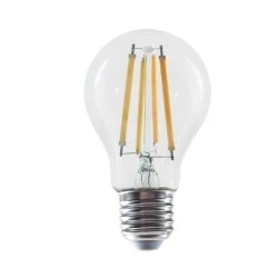 Διακοσμητική λάμπα led filament Ε27 Α60 10W 230V 6500k ψυχρό λευκό φως 1300 lumen διάφανη
