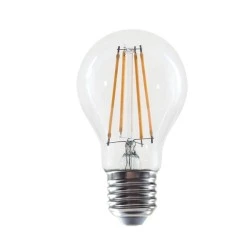 Διακοσμητική λάμπα led filament Ε27 Α60 6W 230V 4000k ενδιάμεσο λευκό φως 830 lumen με διάφανο κάλυμμα