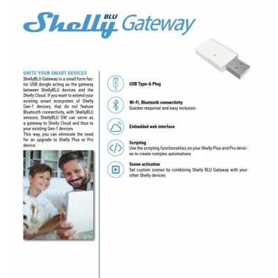Πύλη Bluetooth σε Wi-Fi σε ένα dongle USB-A Shelly Blu Gateway