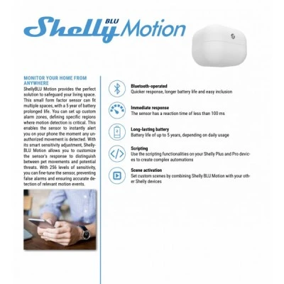 Αισθητήρας κίνησης Bluetooth - Shelly Blu Motion με μπαταρία CR2477 και ρυθμιζόμενη ευαισθησία Αισθητήρας κίνησης Bluetooth - Shelly Blu Motion με μπαταρία CR2477 και ρυθμιζόμενη ευαισθησία