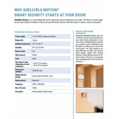 Αισθητήρας κίνησης Bluetooth - Shelly Blu Motion με μπαταρία CR2477 και ρυθμιζόμενη ευαισθησία Αισθητήρας κίνησης Bluetooth - Shelly Blu Motion με μπαταρία CR2477 και ρυθμιζόμενη ευαισθησία
