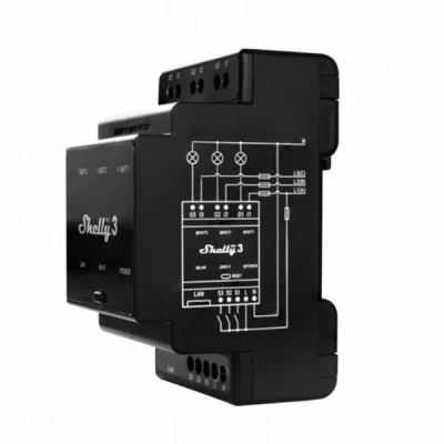 Ρελέ Shelly PRO 3 για τον έλεγχο 3 εξόδων μέσω LAN - Wi-Fi ή Bluetooth