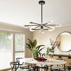 Led κρεμαστό φωτιστικό μαύρο/χρυσό 63W 3000/4000/6000k 4725lm εσωτερικού χώρου 25000h