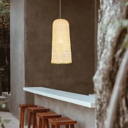 Φωτιστικό κρεμαστό μονόφωτο Ε27 MAX 60W D300x600H από bamboo IP20