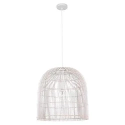 Κρεμαστό φωτιστικό μονόφωτο Ε27 D500X500 RATTAN σε λευκό χρώμα IP20