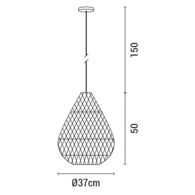 Κρεμαστό φωτιστικό μονόφωτο με ντουί Ε27 Black Rattan D370x500 σε μαύρο χρώμα Κρεμαστό φωτιστικό μονόφωτο με ντουί Ε27 Black Rattan D370x500 σε μαύρο χρώμα