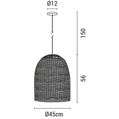 Φωτιστικό κρεμαστό μονόφωτο 1xE27 D450xH560 RATTAN σε λευκό χρώμα κατάλληλο για εσωτερικό χώρο IP20