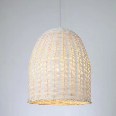 Φωτιστικό κρεμαστό μονόφωτο 1xE27 D450xH560 RATTAN σε λευκό χρώμα κατάλληλο για εσωτερικό χώρο IP20