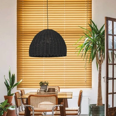 Φωτιστικό κρεμαστό Black Rattan μονόφωτο 1xE27 ARTE ILLUMINA IP20 εσωτερικού χώρου