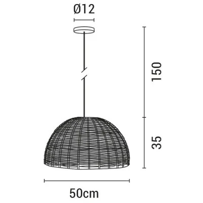 Φωτιστικό κρεμαστό Black Rattan μονόφωτο 1xE27 ARTE ILLUMINA IP20 εσωτερικού χώρου