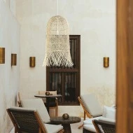 Κρεμαστό φωτιστικό μονόφωτο με ντουί Ε27 RATTAN σε φυσικό χρώμα IP20 εσωτερικού χώρου