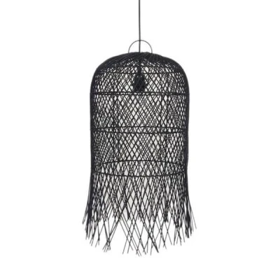 Φωτιστικό κρεμαστό μονόφωτο 1xE27 H610*D330mm με Rattan σε μαύρο χρώμα Φωτιστικό κρεμαστό μονόφωτο 1xE27 H610*D330mm με Rattan σε μαύρο χρώμα