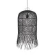 Φωτιστικό κρεμαστό μονόφωτο 1xE27 H610*D330mm με Rattan σε μαύρο χρώμα Φωτιστικό κρεμαστό μονόφωτο 1xE27 H610*D330mm με Rattan σε μαύρο χρώμα