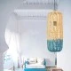 Φωτιστικό κρεμαστό μονόφωτο 1*E27 ARTE ILLUMINA από Rattan άσπρο με γαλάζιο IP20