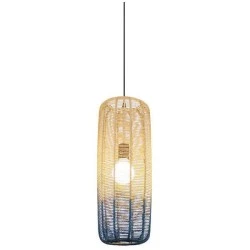Φωτιστικό κρεμαστό μονόφωτο 1*E27 ARTE ILLUMINA από Rattan άσπρο με γαλάζιο IP20